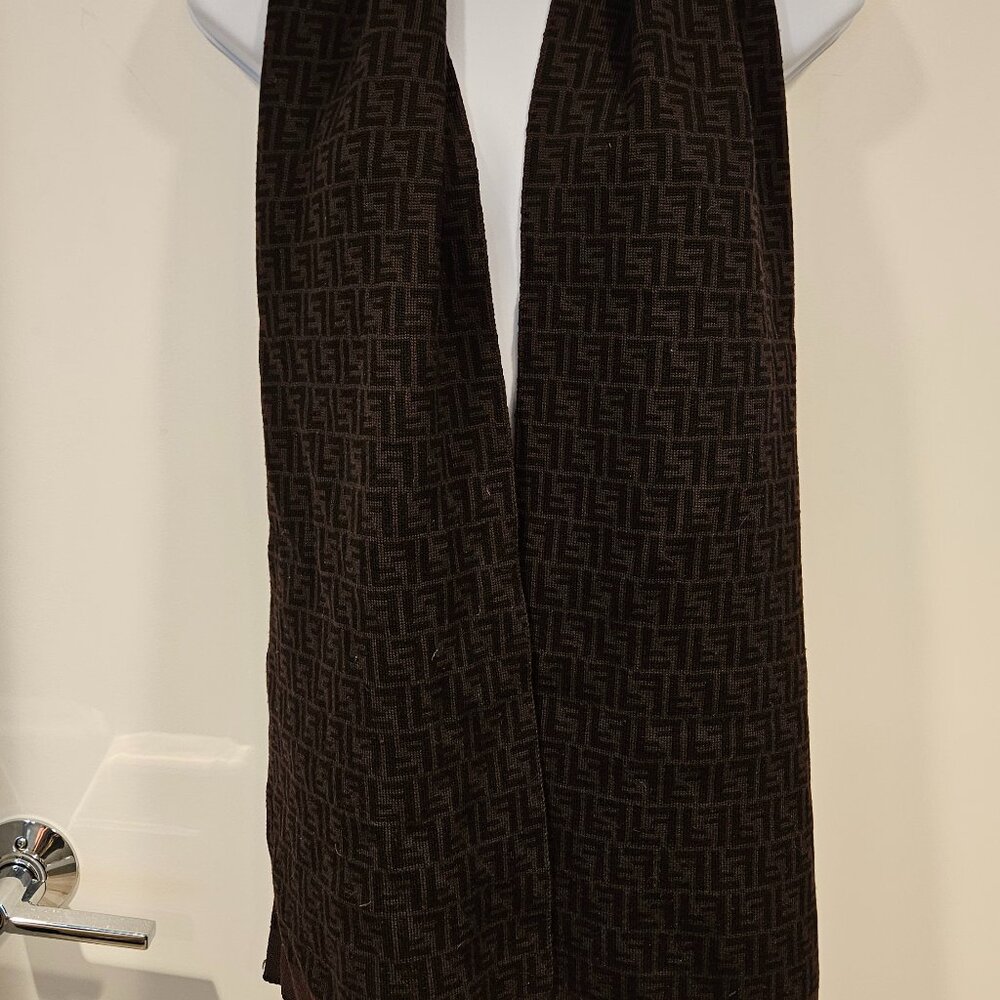 Fendi Wool Scarf, Brown & Black,  Classic Style - Picture 6 of 8